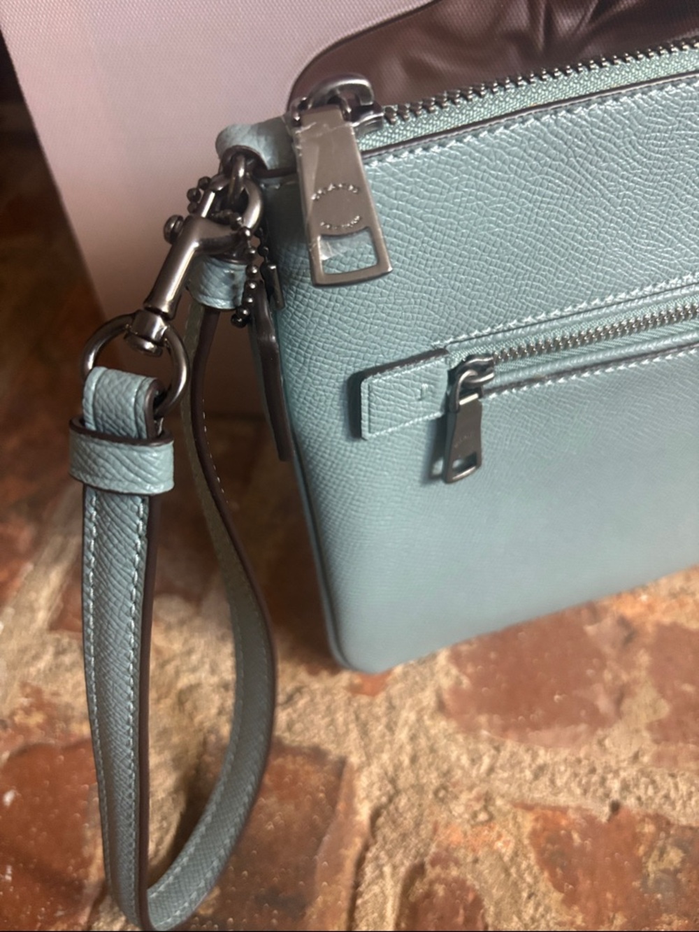 Coach Blue Leather Large Wristlet Clutch - Picture 6 of 6
